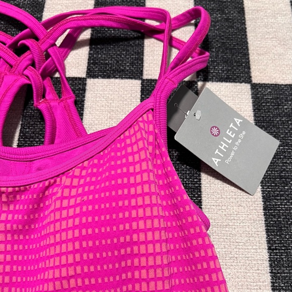 BNWT Athleta Mind Over Matter Pixel Tank XL Hot Pink Brand New W Tags Activewear - Picture 2 of 5